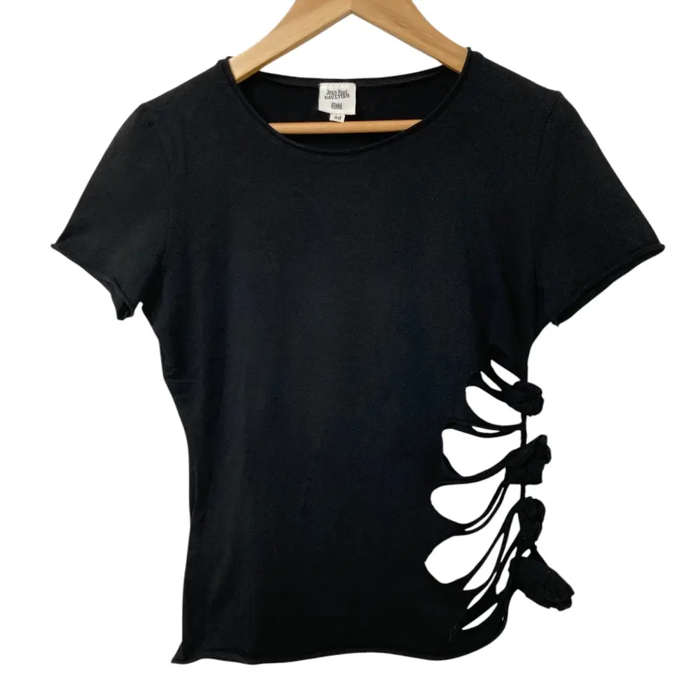 ジャンポールゴルチエフェム カットワーク ストレッチ ショートスリーブ カットソー Tシャツ サイズ40 ブラックの買取実績【2025年12月買取】