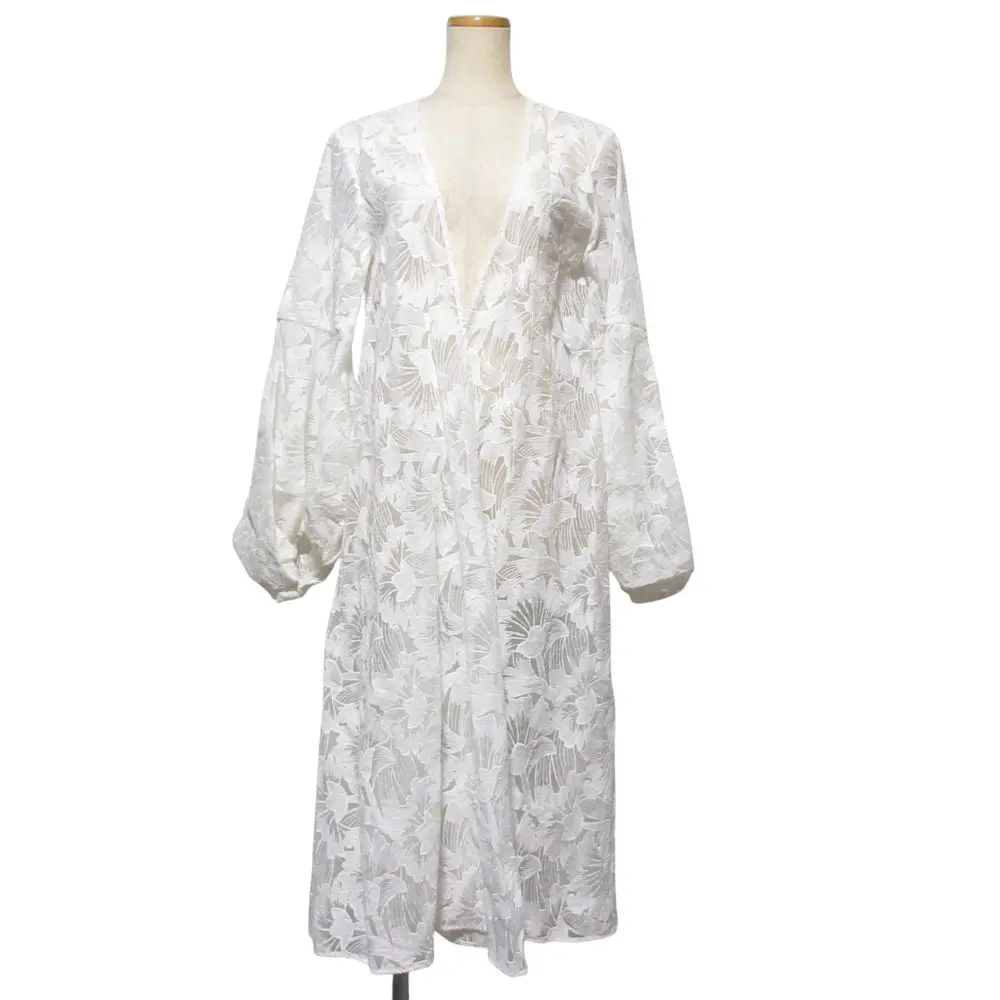 24SS JENNE ジェンヌ 刺繍レース ロングガウン カーディガン TNK24SS-BL03 サイズM  ホワイト