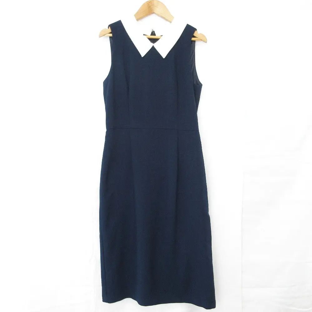 JENNE ジェンヌ 付け襟美シルエットワンピース 2WAY ノースリーブ ドレス cuo21ss-op13 Mサイズ ネイビー