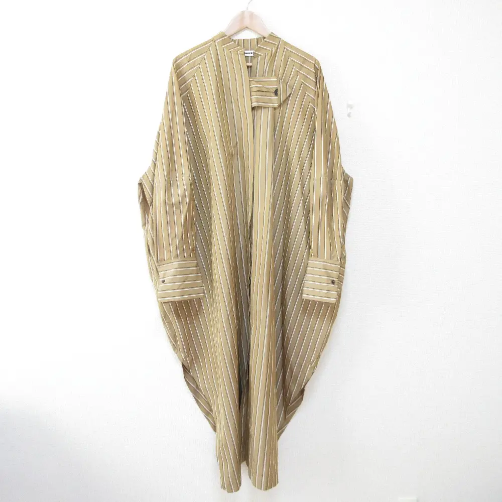 JIL SANDER ジルサンダー ストライプ柄 長袖 オーバーサイズ シャツワンピース JSWO506106 36 ブラウン