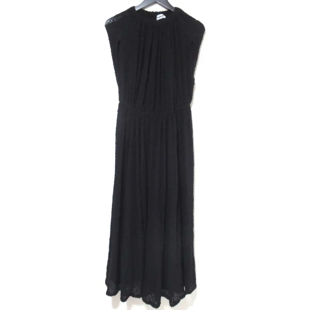 JIL SANDER ジルサンダー フラワージャガード ロング丈 フレンチスリーブ ドレス ワンピース JSPS715050 38 ブラック