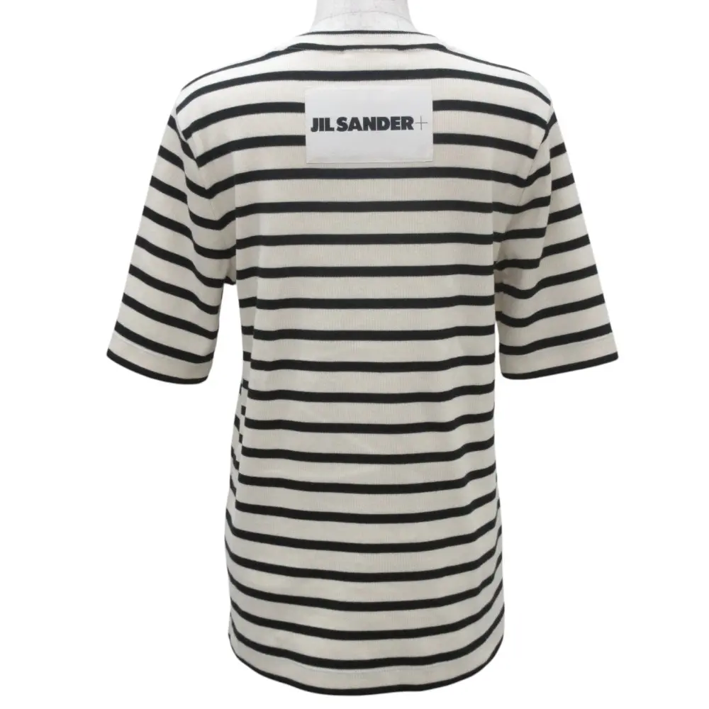 24SS JIL SANDER+ ジルサンダープラス ボーダー リブニット Tシャツ カットソー J40GC0111 M ブラック ライトベージュ