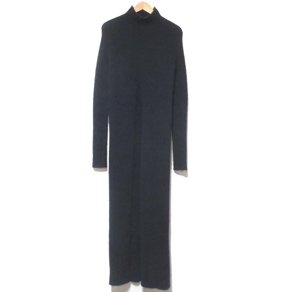 JIL SANDER ジルサンダー LONG SWEATER HN LS マキシ丈 フロントオープン デザイン ニット ドレス ワンピース 34 ネイビー