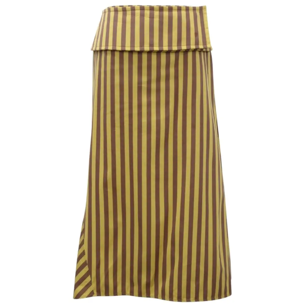 22S JIL SANDER ジルサンダー ストライプ ラップ ロングスカート 34 イエロー ブラウン