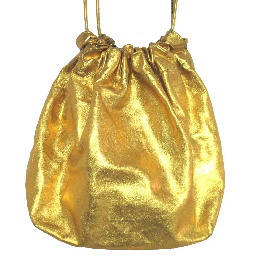 JIL SANDER ジルサンダー レザー 巾着 ドロストバッグ ショルダーバッグ ゴールドカラー