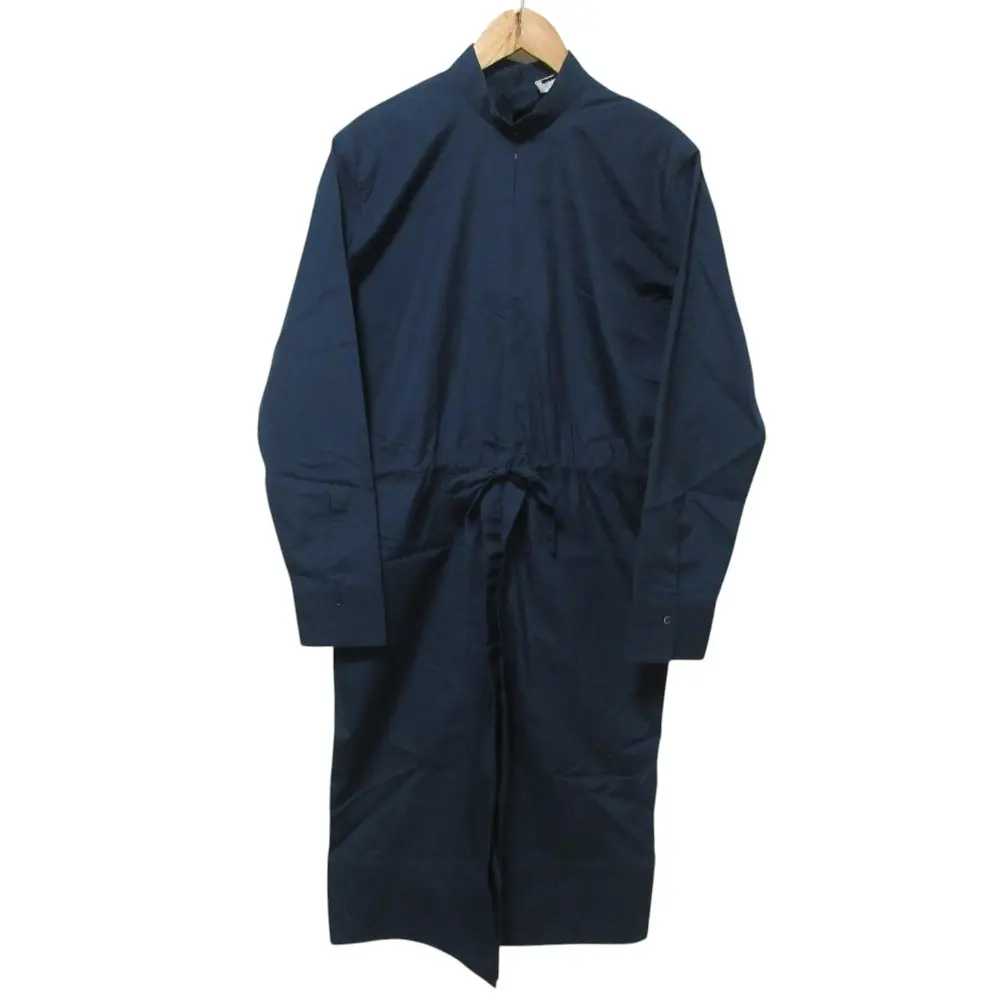 クリーニング済 JIL SANDER ジルサンダー 長袖 コットン シャツワンピース 34 ネイビー