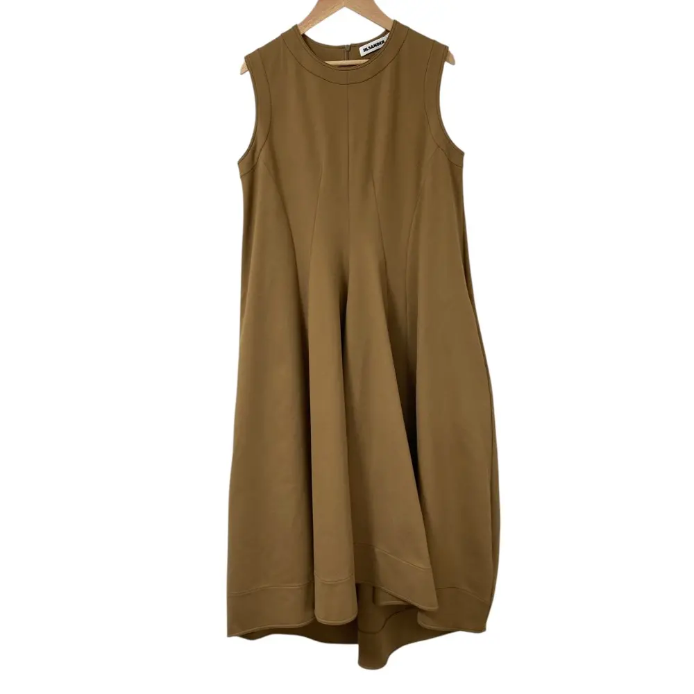 19SS JIL SANDER ジルサンダー ノースリーブ ワンピース KKJWKS0017 サイズ36 キャメル