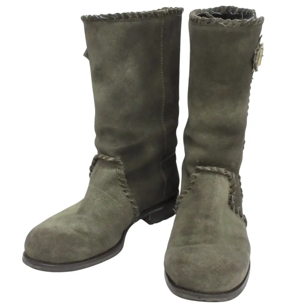 JIMMY CHOO ジミーチュウ サイドベルト ムートンブーツ37 24cm相当 カーキ