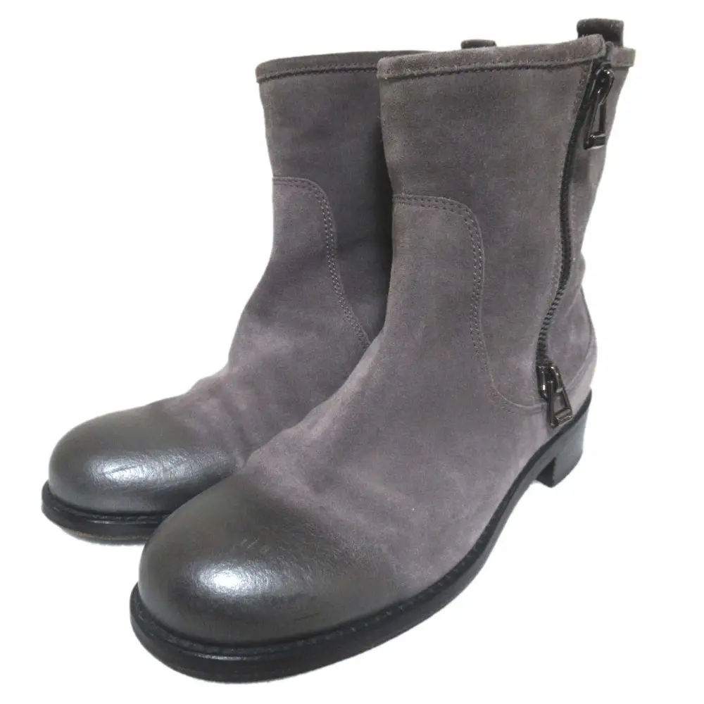 JIMMY CHOO ジミーチュウ スエード レザー サイドジップ ショートブーツ 39サイズ 26cm グレー