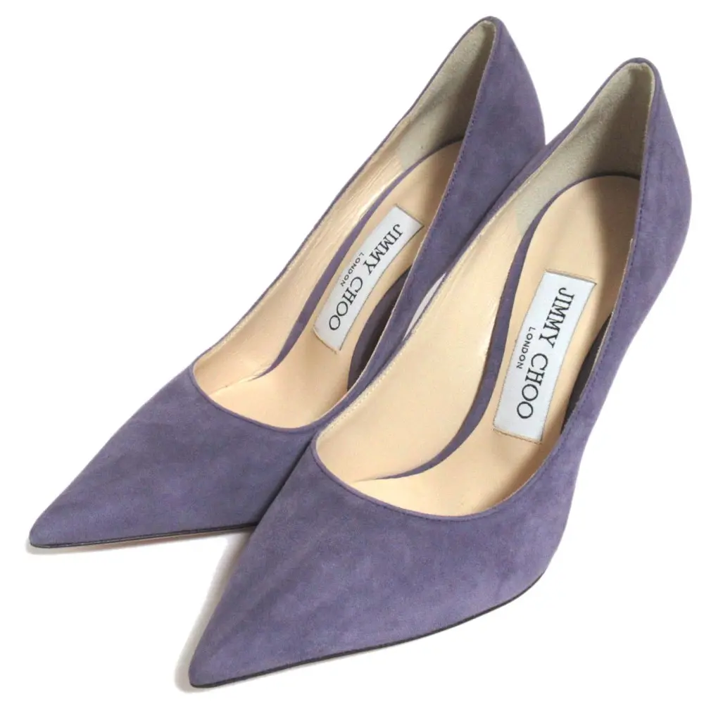 JIMMY CHOO ジミーチュウ LOVE 100 スエード レザー ポインテッドトゥ ハイヒール パンプス 34.5 21.5cm相当 パープル