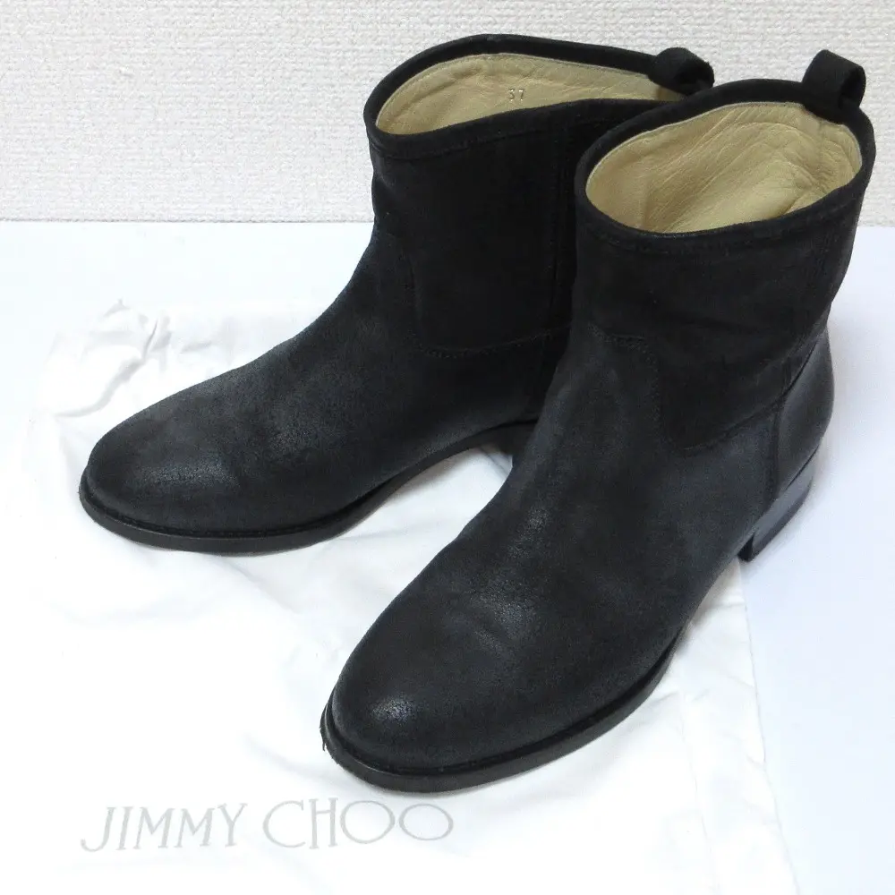 JIMMY CHOO ジミーチュウ HARLEY スエード アンクルブーツ ショートブーツ 37 23.5cm相当 ブラック