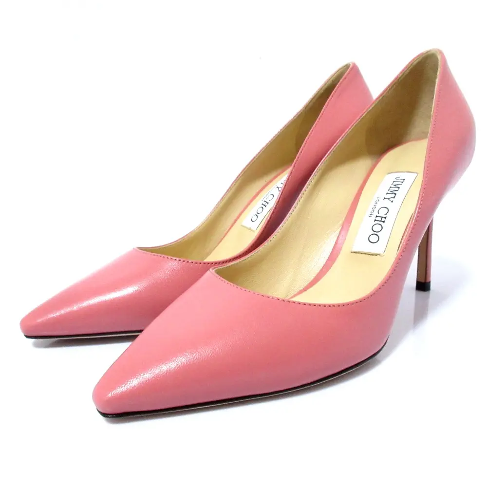 JIMMY CHOO ジミーチュウ ROMY 85 レザー ポインテッドトゥ ピンヒール パンプス サイズ37 1/2 約24.5cm ピンク