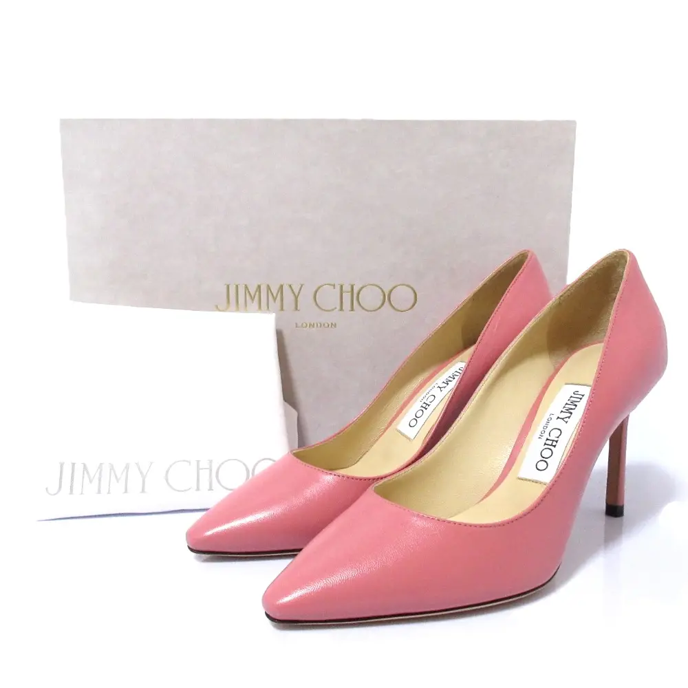JIMMY CHOO ジミーチュウ Romy 85 キッドレザー ポインテッドトゥ ピンヒール パンプス サイズ35 1/2 約22.5cm ピンク