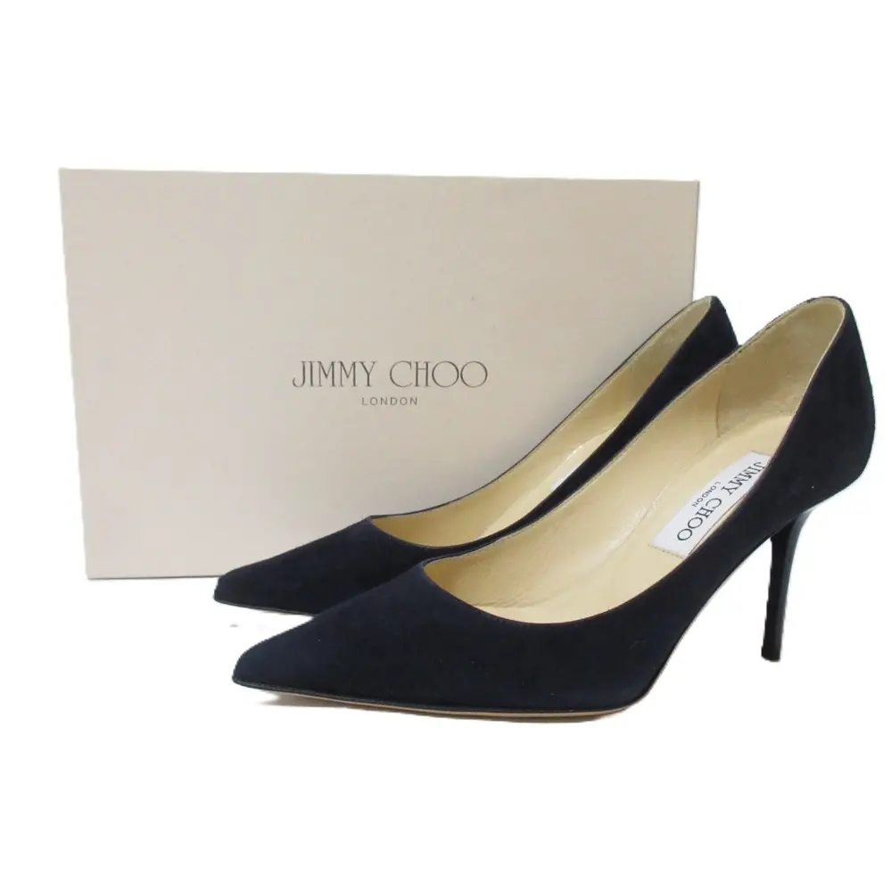 JIMMY CHOO ジミーチュウ スエード ポインテッドトゥ ピンヒール パンプス サイズ35 約22cm ネイビー