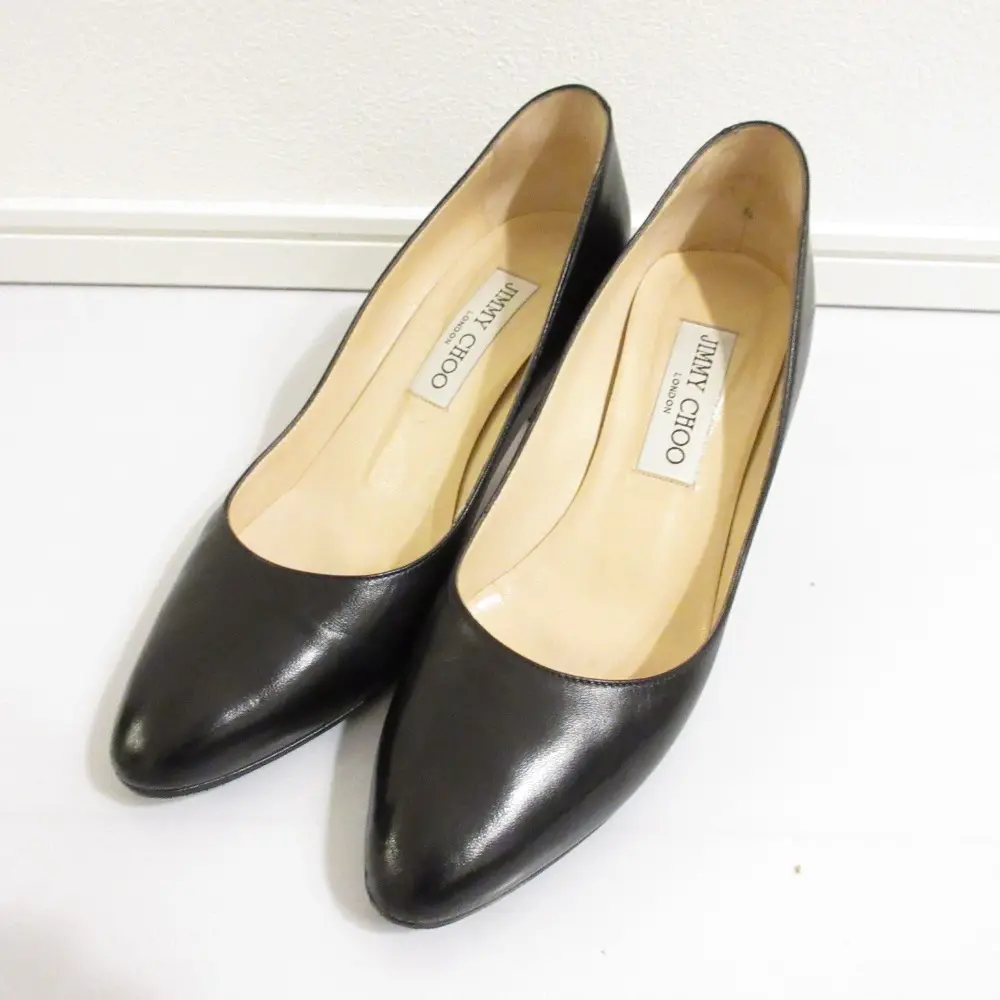 JIMMY CHOO ジミーチュウ レザー ポインテッドトゥ パンプス 36.5 23.5cm相当 ブラック