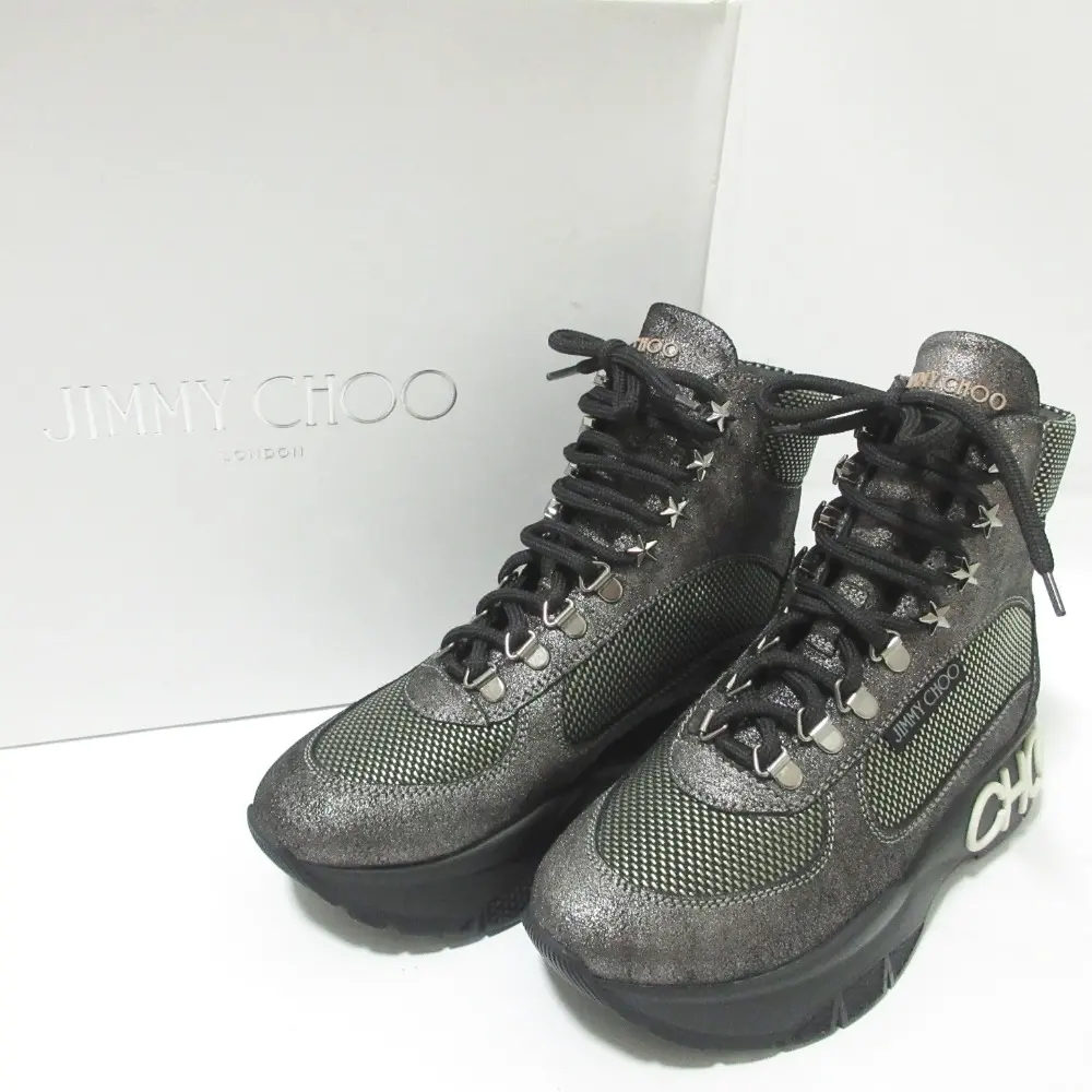 JIMMY CHOO ジミーチュウ  ショート トレッキングシューズ ハイカット スニーカー INCA/F 35 約22.5cm グレー系