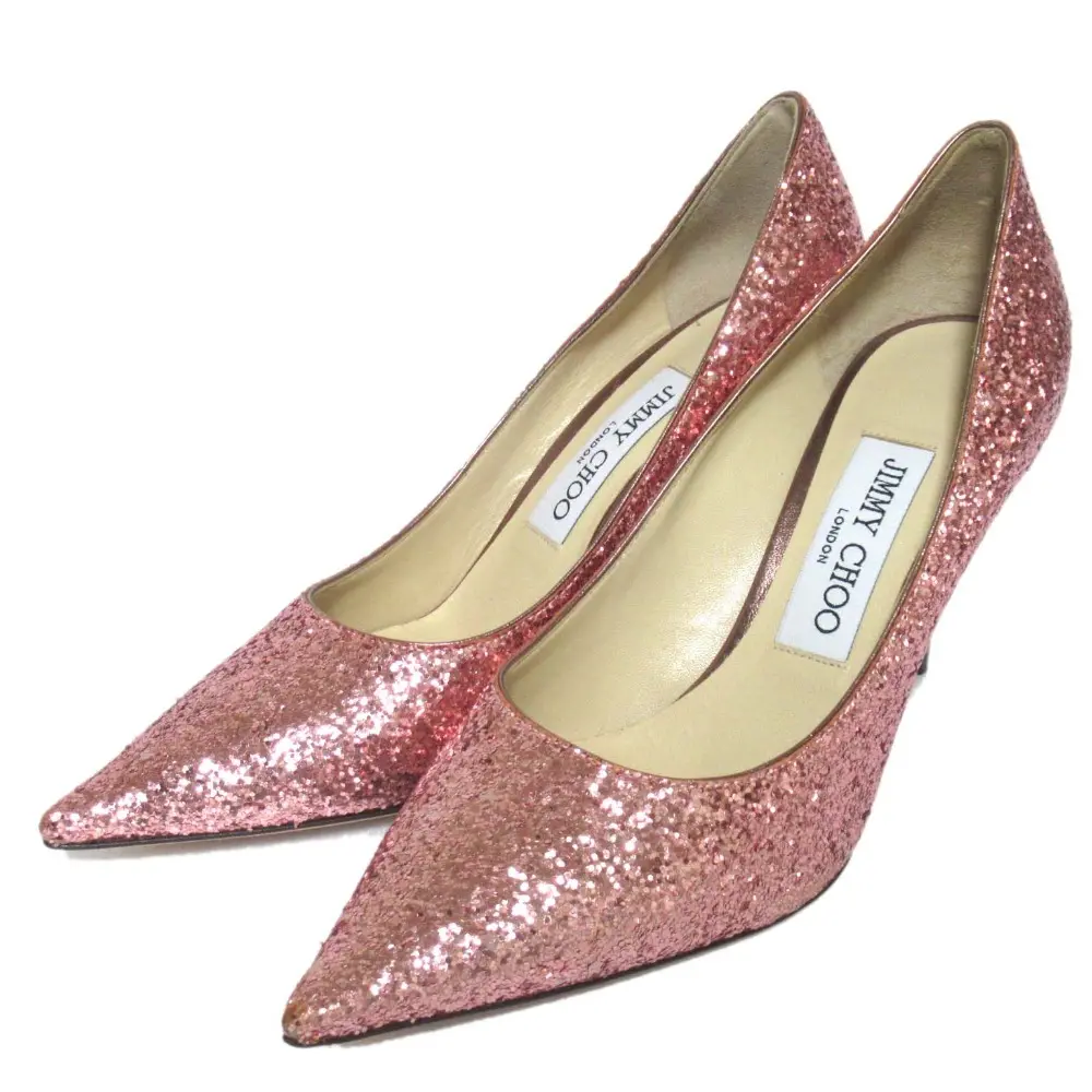 JIMMY CHOO ジミーチュウ グリッター ポインテッドトゥ ハイヒール パンプス ピンク 35.5サイズ 22.5cm相当 ピンク