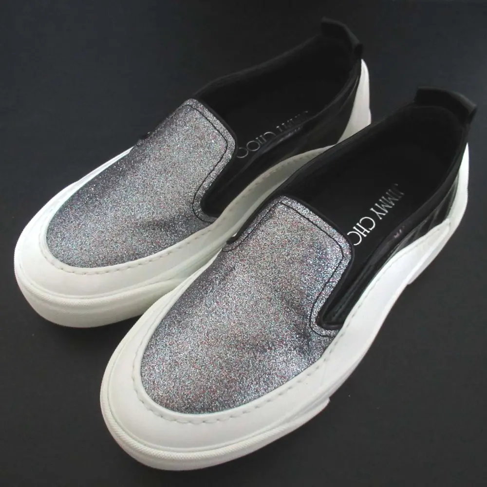JIMMY CHOO ジミーチュウ CHOO V.B.C SLIP ON/F グリッター スリッポン スニーカー シューズ 35 22cm相当 マルチカラー ブラック
