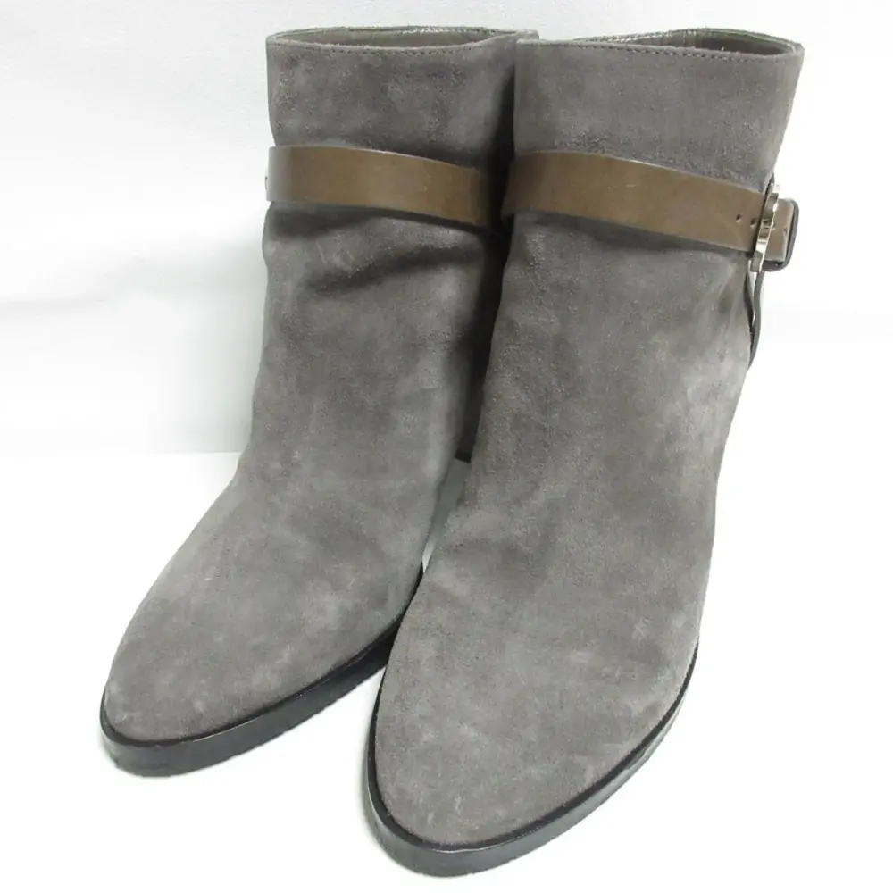 JIMMY CHOO ジミーチュウ HOSE 80 スエード サドルブーツ ショートブーツ 37 23.5cm相当 グレー ブラウン