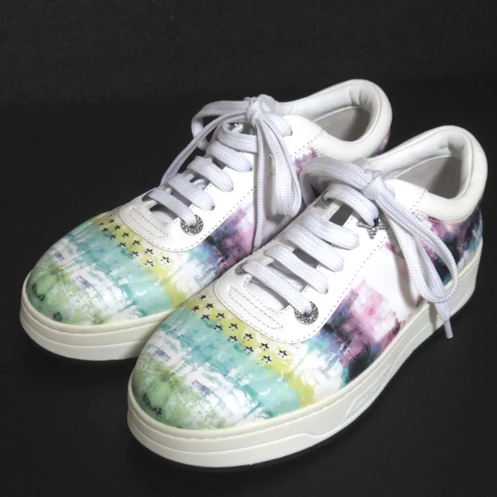 JIMMY CHOO ジミーチュウ HAWAII ハワイ ローカット スニーカー 36サイズ 23cm ホワイト×マルチカラー