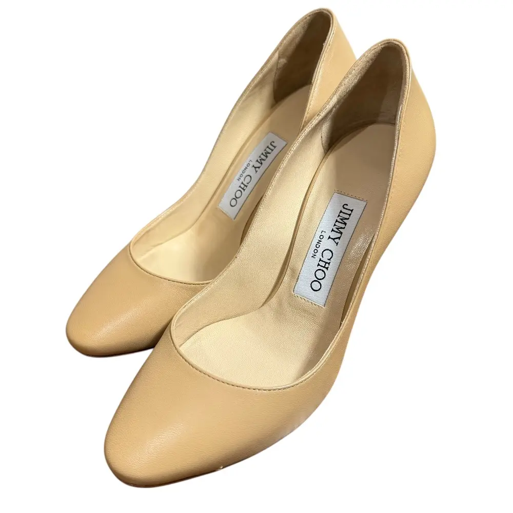 JIMMY CHOO ジミーチュウ ESME 85 レザー ハイヒール パンプス 34 21cm相当 ベージュ
