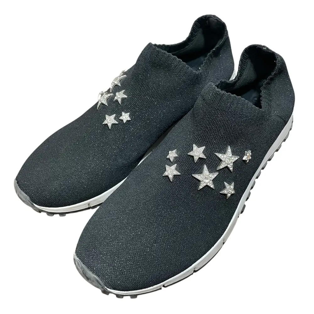 JIMMY CHOO ジミーチュウ VERONA ビジュー スター ラメ ニットスニーカー 38 24.5cm相当 ブラック