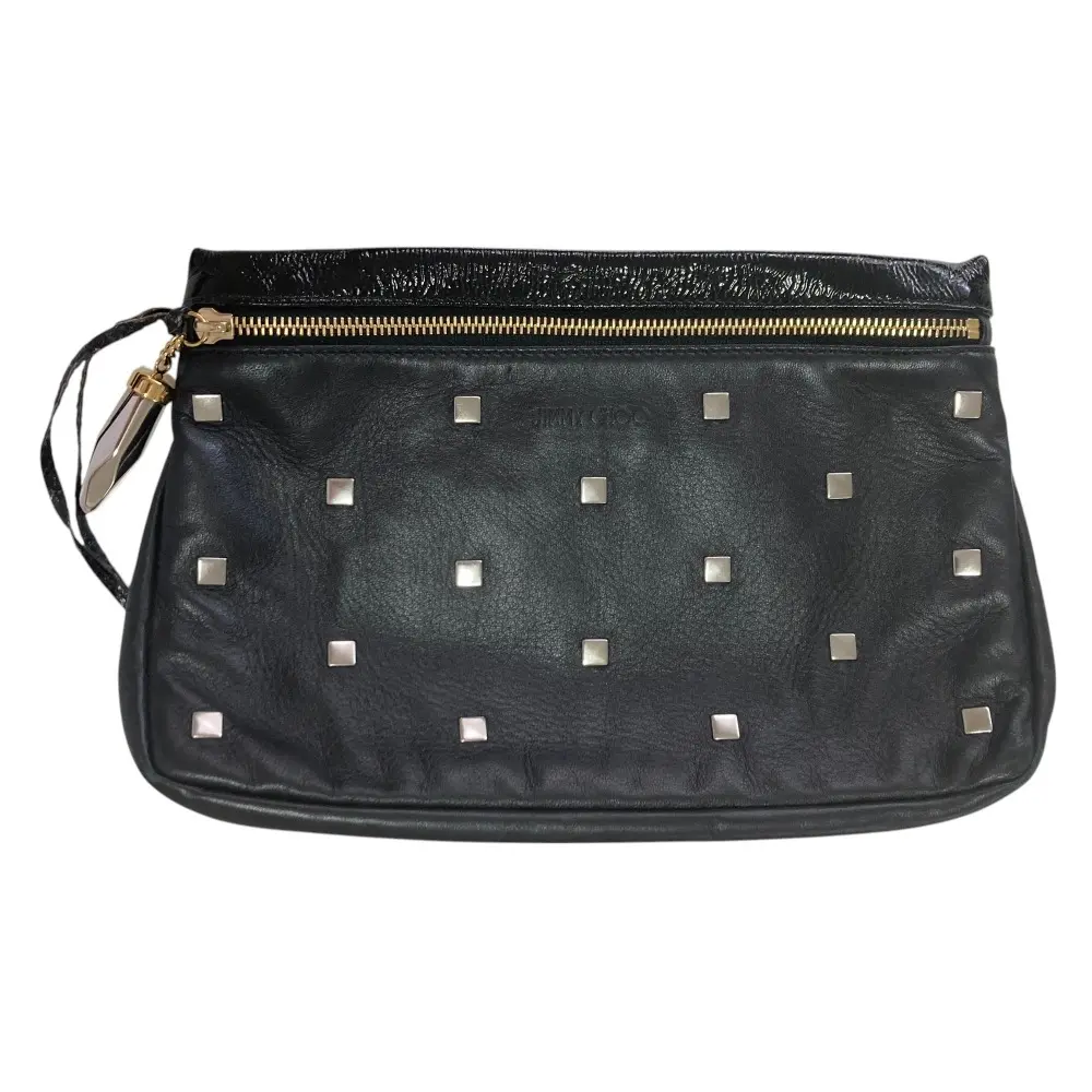 JIMMY CHOO ジミーチュウ レザー スタッズ クラッチバッグ ブラック