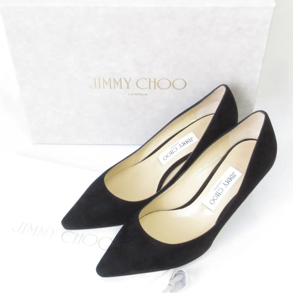 JIMMY CHOO ジミーチュウ ROMY60 ポインテッドトゥ スエードレザー ハイヒールパンプス 37.5 24cm ブラック