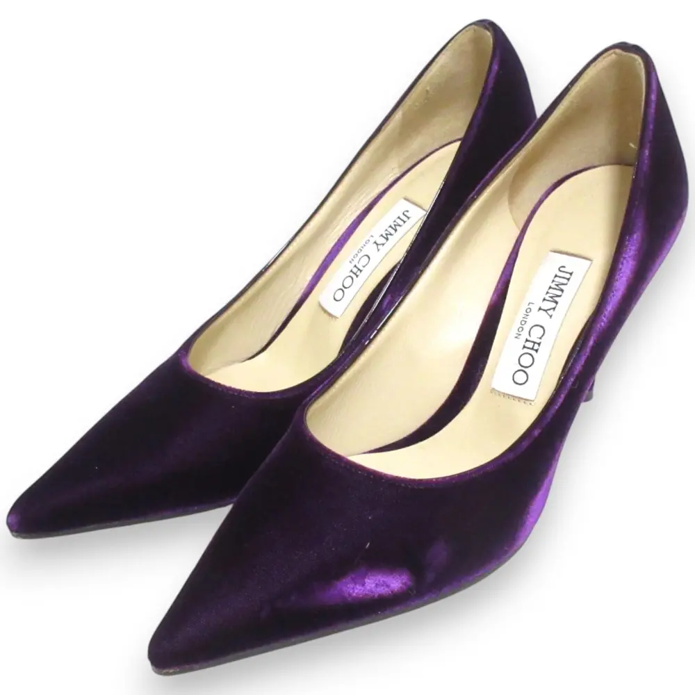 JIMMY CHOO ジミーチュウ ベロア ポインテッドトゥ パンプス サイズ36 約23cm パープルの買取実績【2025年5月買取】