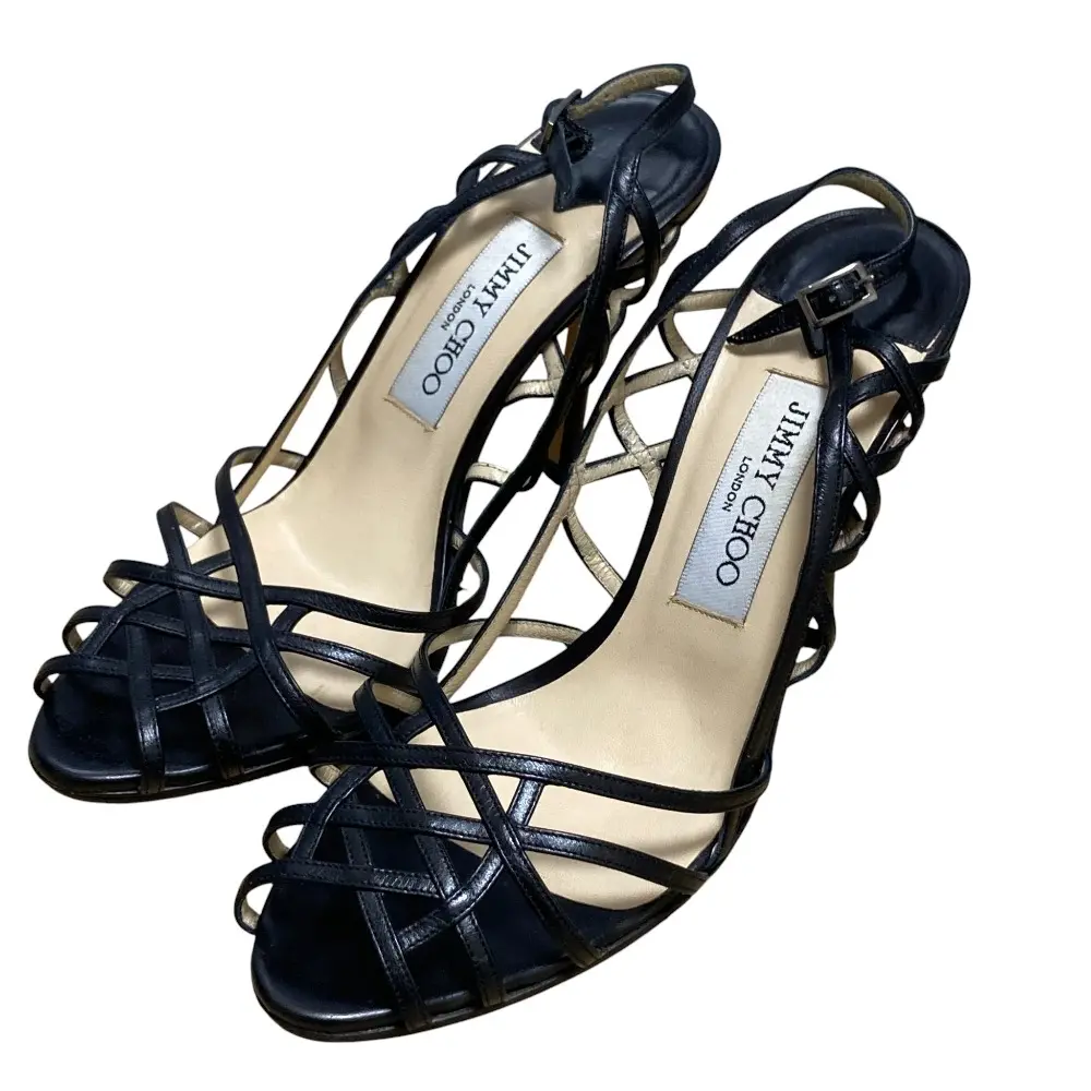 JIMMY CHOO ジミーチュウ ストラップサンダル サイズ37 1/2 約24.5cm ブラック