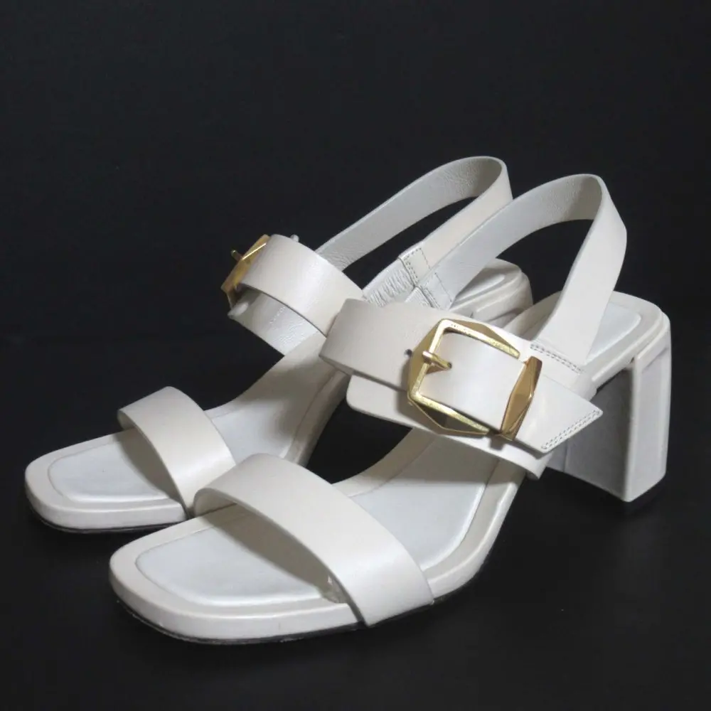 24SS JIMMY CHOO ジミーチュウ Hawke 70 ハワケ チャンキーヒール ストラップサンダル サイズ37 24cm相当 オフホワイト