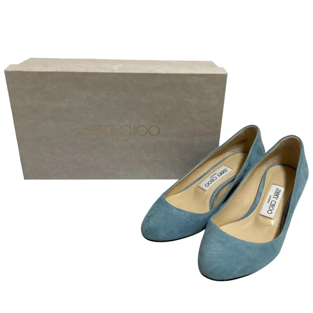 JIMMY CHOO ジミーチュウ JESSIE 40 メタルヒール スエード パンプス サイズ37 23.5cm相当 ライトブルー