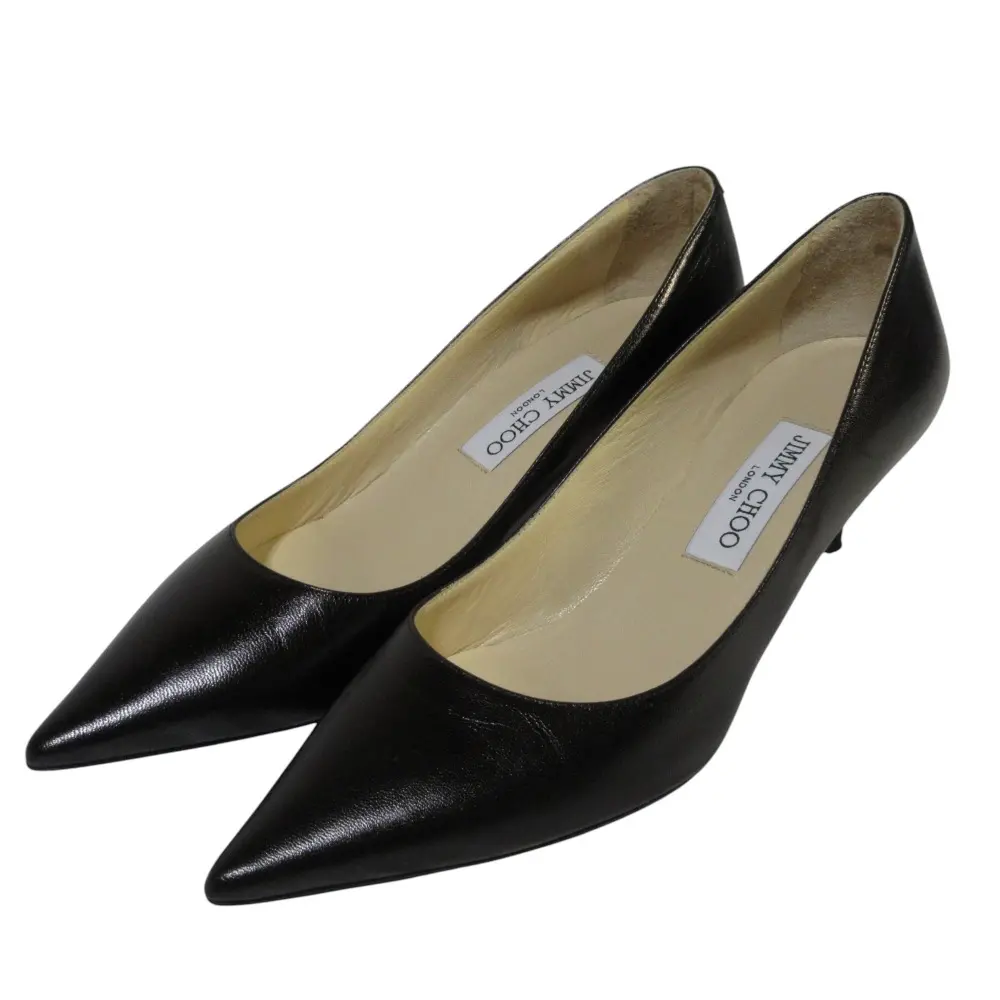 JIMMYCHOO ジミーチュウ ポインテッドトゥ レザーパンプス 38 1/2 25.5cm相当 ブラック