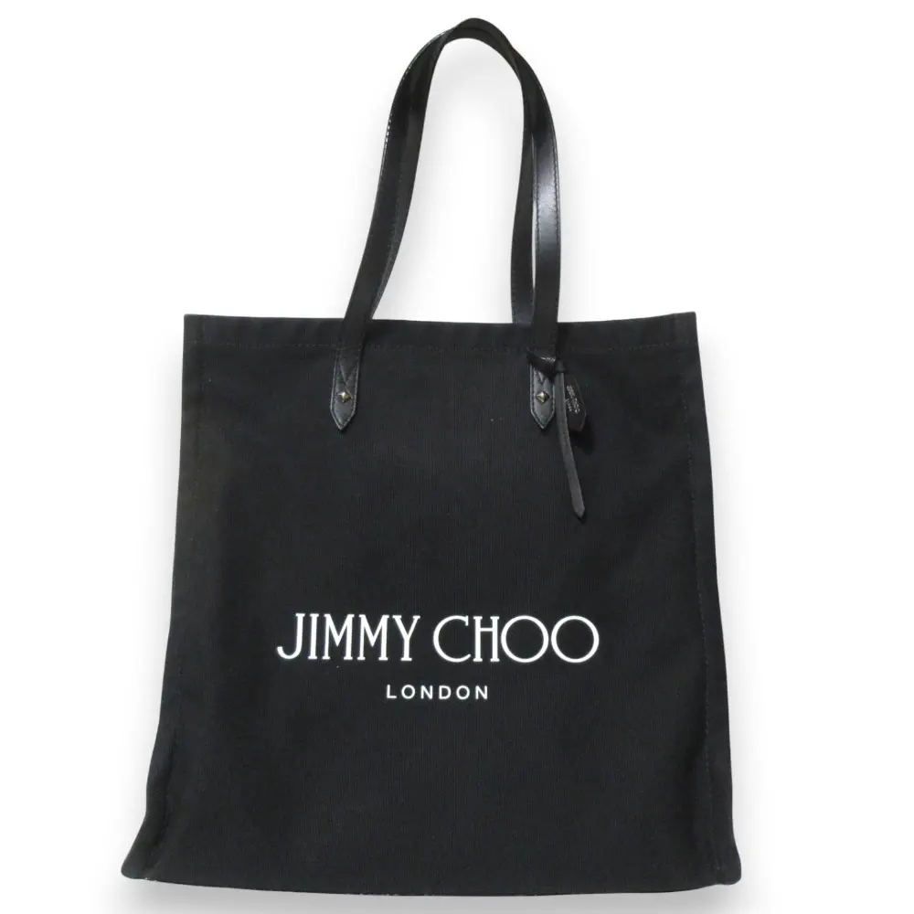 JIMMY CHOO ジミーチュウ ロゴ キャンバス トートバッグ ブラック