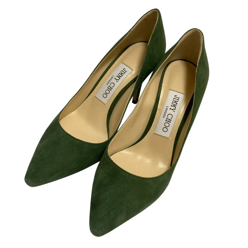 JIMMY CHOO ジミーチュウ ROMY85 ポインテッドトゥ スウェードパンプス サイズ36 約23cm グリーン