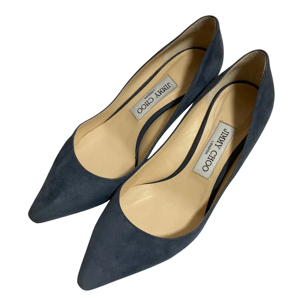 JIMMY CHOO ジミーチュウ スウェードパンプス サイズ37 約24cm ブルーグレー