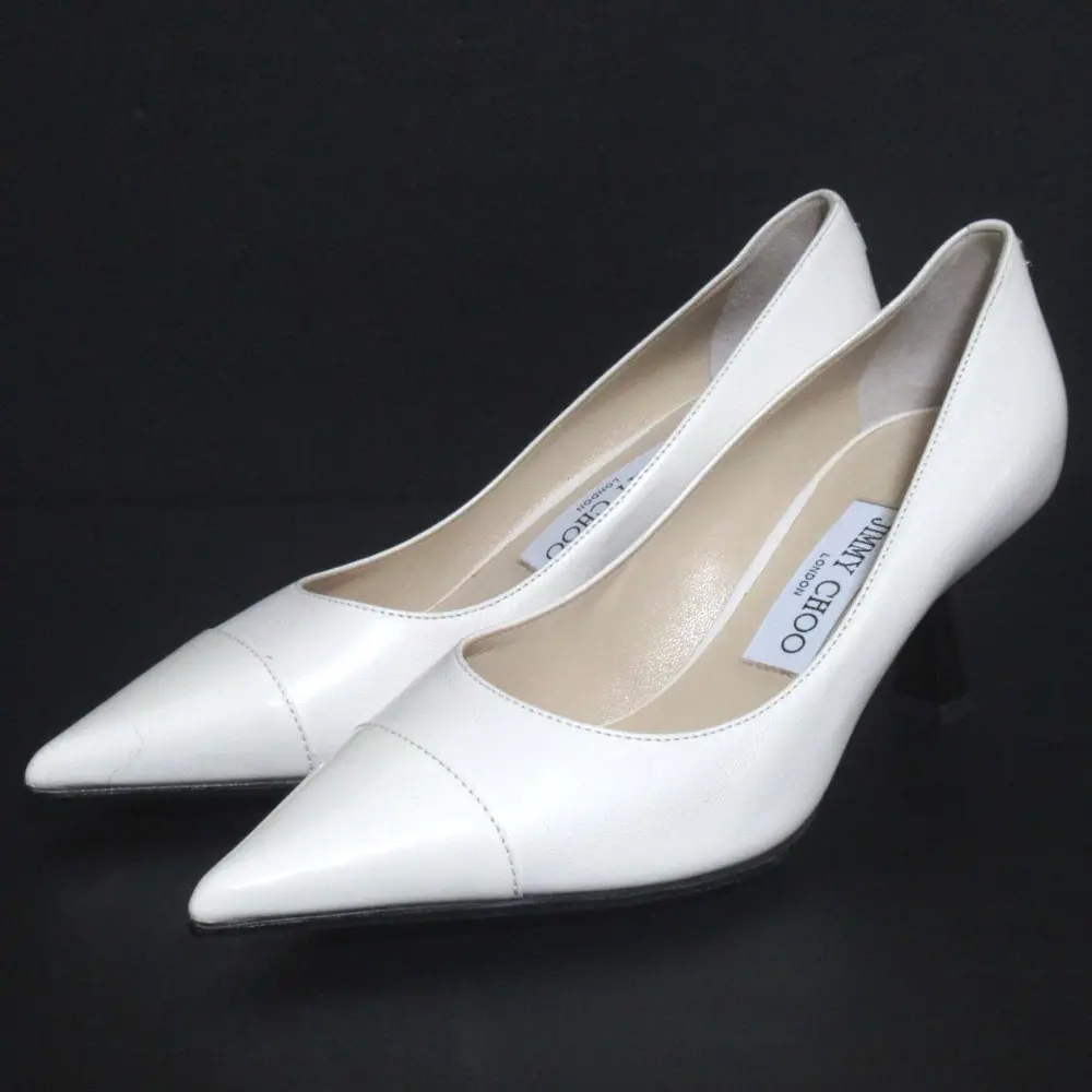 JIMMY CHOO ジミーチュウ レザー ポインテッドトゥ パンプス サイズ36 23cm相当 オフホワイト