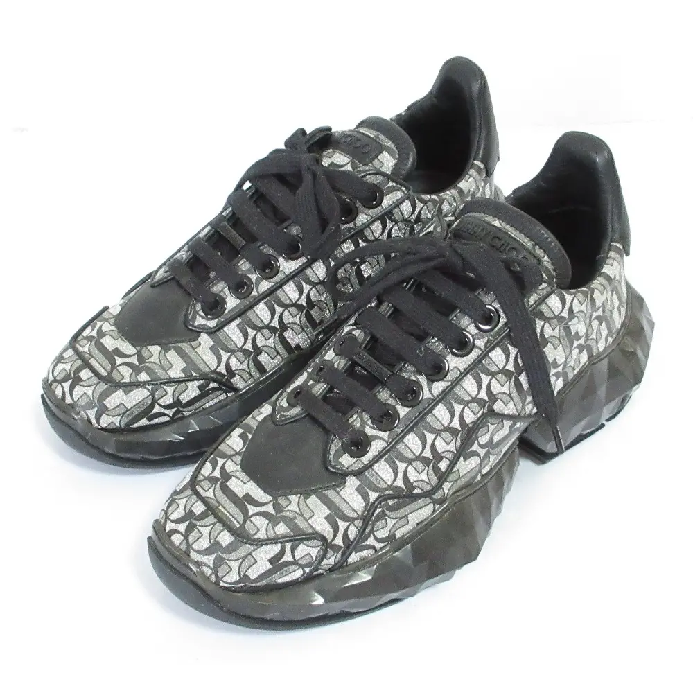 JIMMY CHOO ジミーチュウ DIAMOND/F スニーカー 38 24cm相当 ブラック シルバー