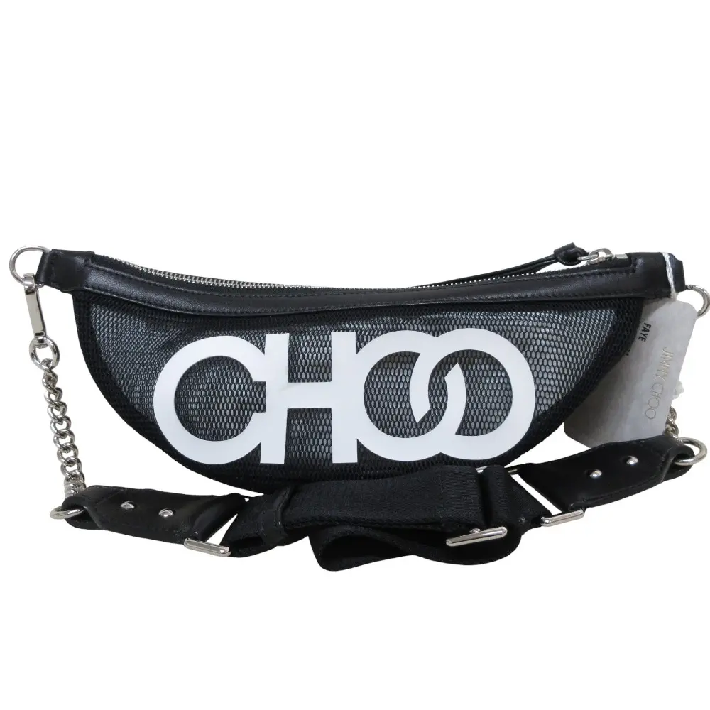 JIMMY CHOO ジミーチュウ メッシュ ベルトバッグ ショルダーバッグ ウエストバッグ ブラック