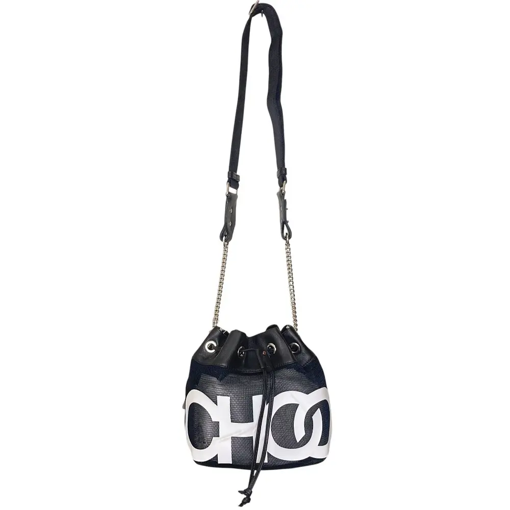 JIMMY CHOO ジミーチュウ JUNO/S メッシュ巾着ショルダーバッグ ブラック