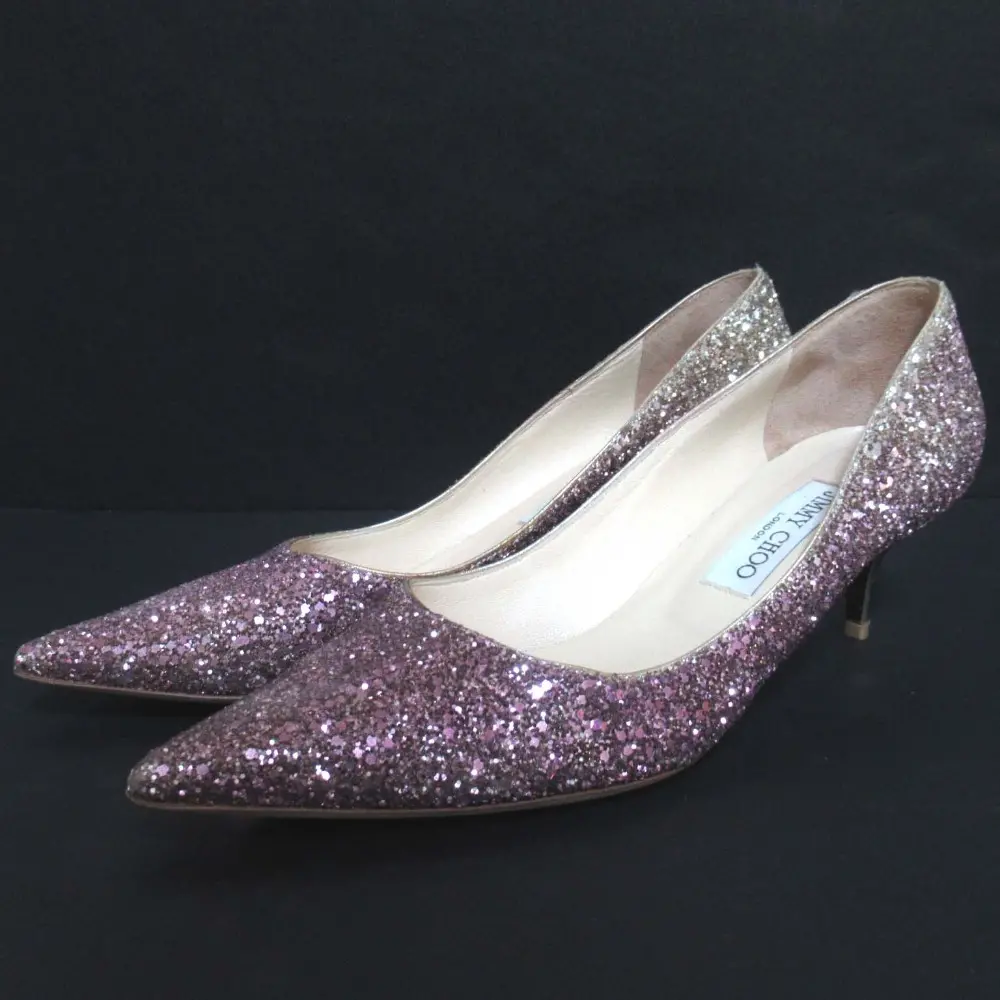 JIMMY CHOO ジミーチュウ グリッター グラデーション ポインテッドトゥ パンプス 39 26cm ピンク～ゴールドカラーの買取実績【2025年10月買取】