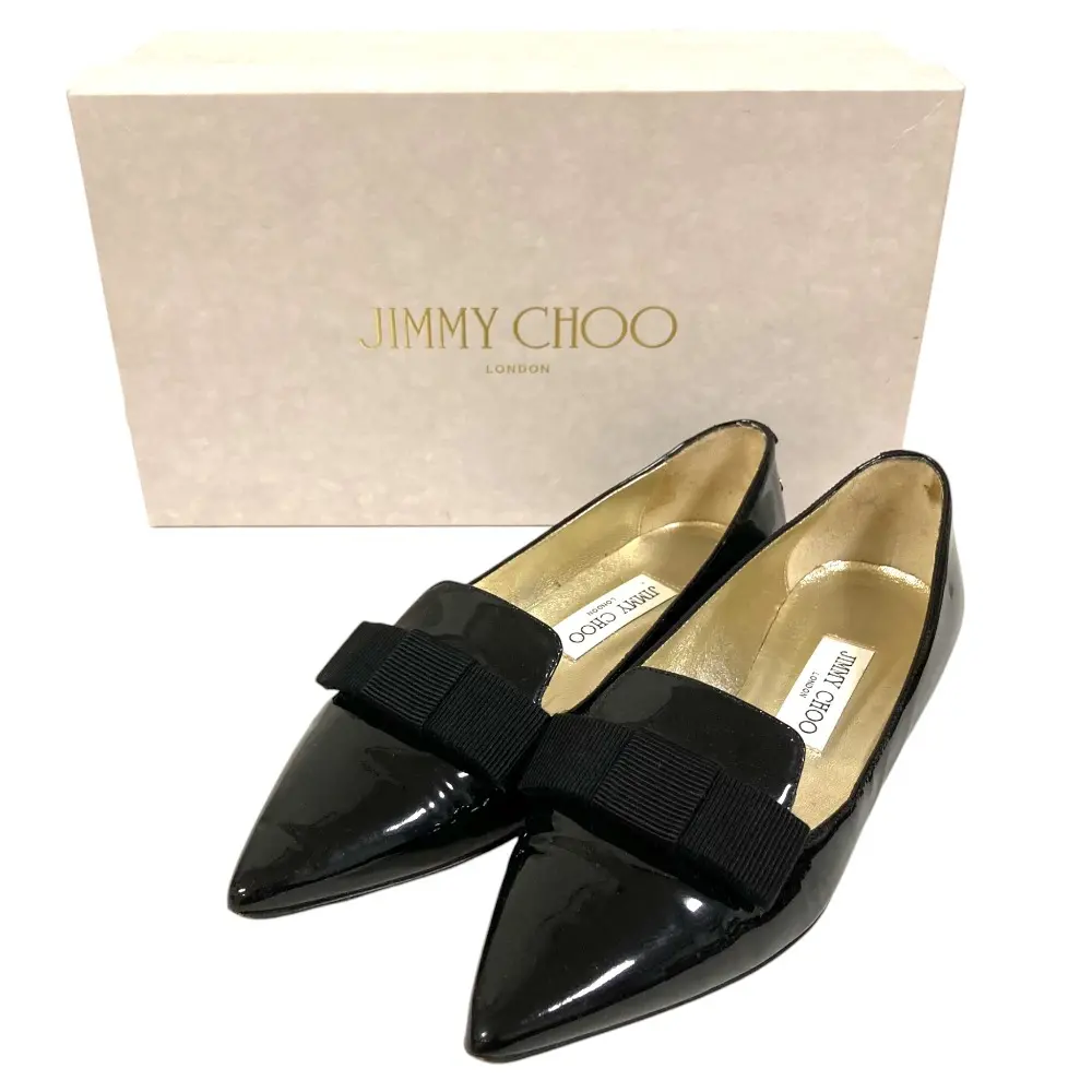JIMMY CHOO ジミーチュウ GALA リボン パテントローファー サイズ36.5 約23.5cm ブラック