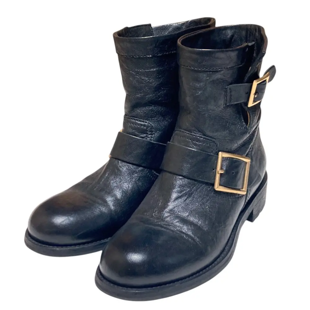 JIMMY CHOO ジミーチュウ ショートエンジニアブーツ サイズ37.5 24.5cm相当 ブラックの買取実績【2025年12月買取】