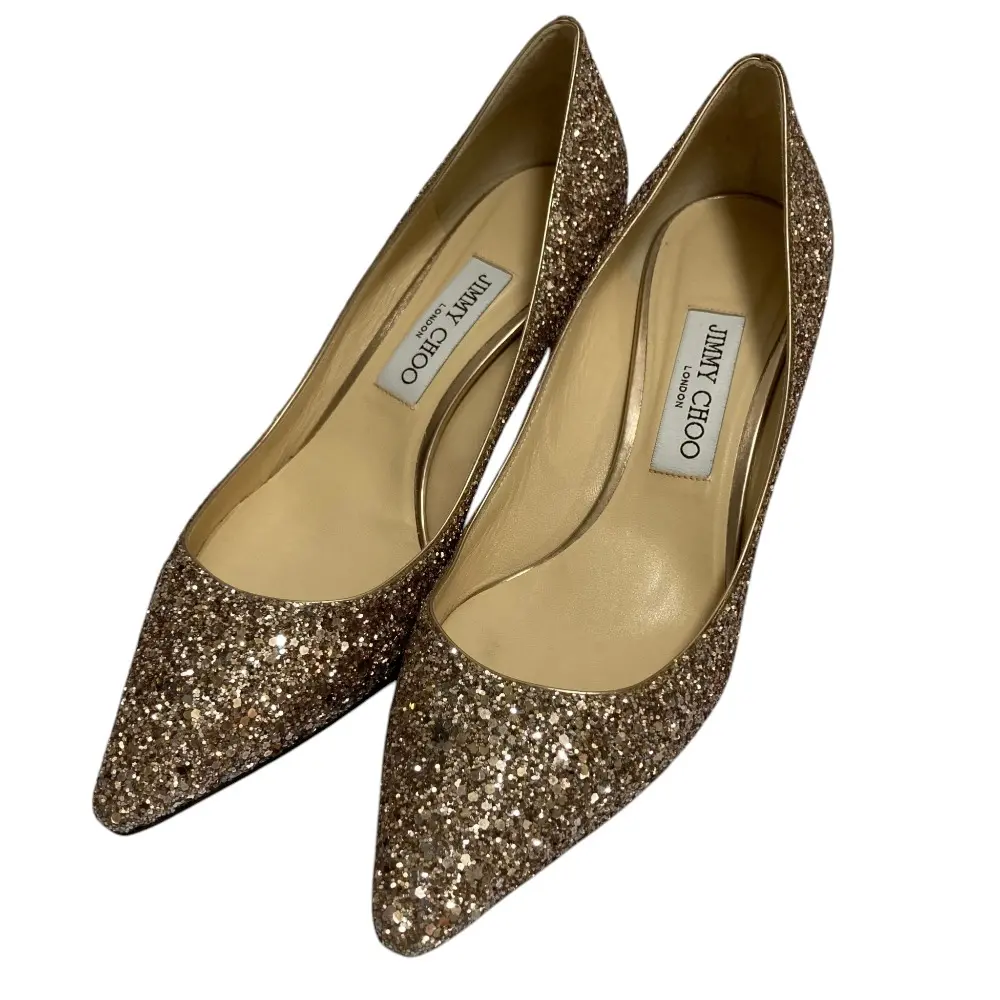 JIMMY CHOO ジミーチュウ ROMY60 グリッター ポインテッドトゥパンプス サイズ39 約26cm ピンクベージュ系