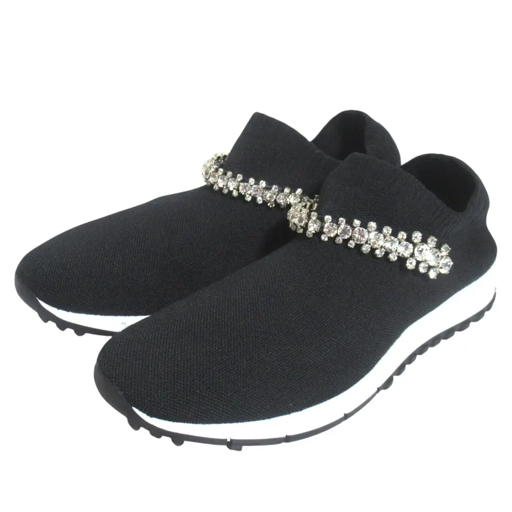 JIMMY CHOO ジミーチュウ VERONA ヴェローナ クリスタル ニットスニーカー シューズ サイズ37 24cm程度 ブラック
