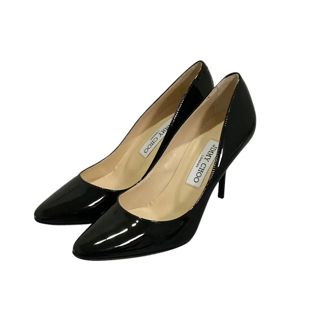 JIMMY CHOO ジミーチュウ パテントレザー ポインテッドトゥ ハイヒール パンプス 247MEI 37 1/2 24.5cm程度 ブラック
