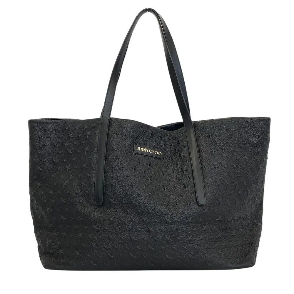 JIMMY CHOO ジミーチュウ PIMLICO スターエンボス グレイニーレザー トートバッグ ブラック