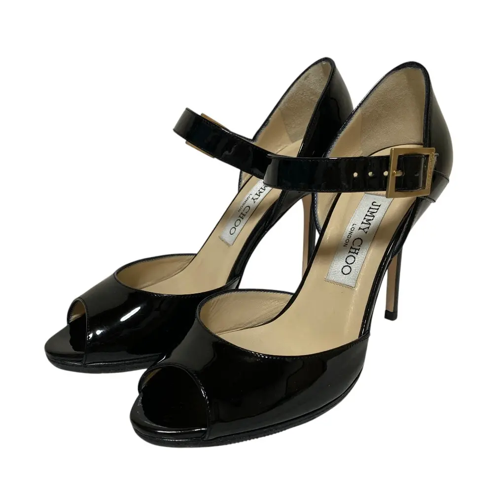 JIMMY CHOO ジミーチュウ パテントレザー セパレート サンダル パンプス サイズ36 23cm相当 ブラック