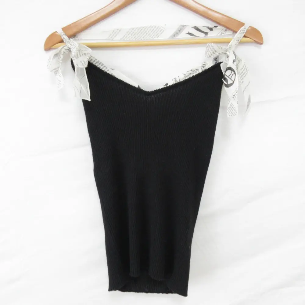 John Galliano ブラックキャミソール John Galliano ジョンガリアーノ ニュースペーパー ガゼッタ柄レース