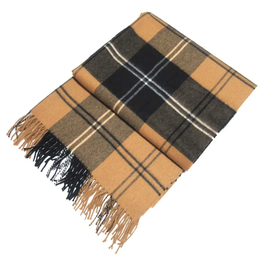 Johnstons of Elgin for HAUNT ジョンストンズオブエルガン ハウント別注 チェック柄 カシミヤ100％ 大判 フリンジ ストール マフラー